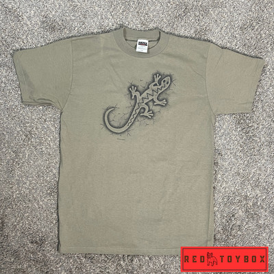 Gecko Lizard Graphic Print Shirt Mens L Tultex Tag Olive Y2K Vintage