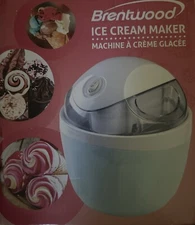 BRENTWOOD Ice Cream Maker with Recipe Book.  1 QT. 