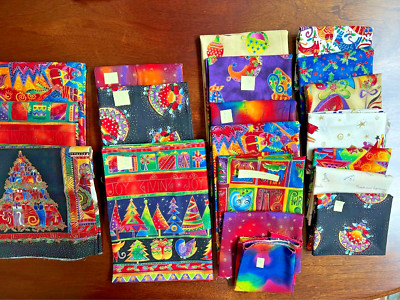 Rare Vintage Laurel Burch Holiday Fabric - Lot of 13 3/4 yards