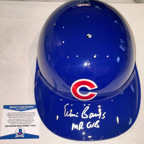 ERNIE BANKS Signed OFFICIAL CUBS Batting HELMET w/ MR CUB Inscrip