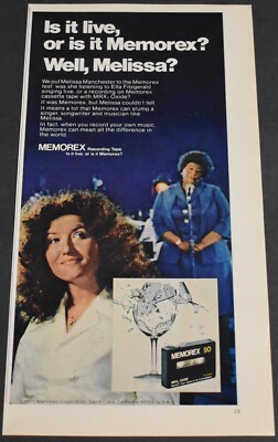 1977 Print Ad Memorex 90 Cassette Tape Melissa Manchester Ella Fitzgerald Music