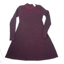 GAP Ribbed Knit Midi Dress Black Red Long Sleeve Sweater Dress New Holiday Party