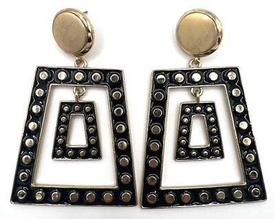 Belle Noel Kim Kardashian gold plat trapezoid earrings