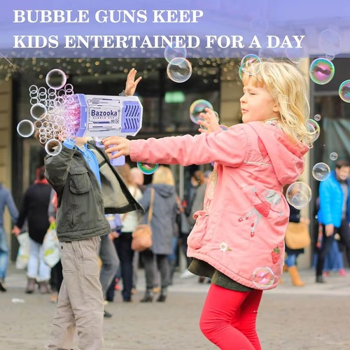 Bubble Machine Gun 69 Holes Bubbles Maker Gun with Colored Lights for Kids - Picture 7 of 9