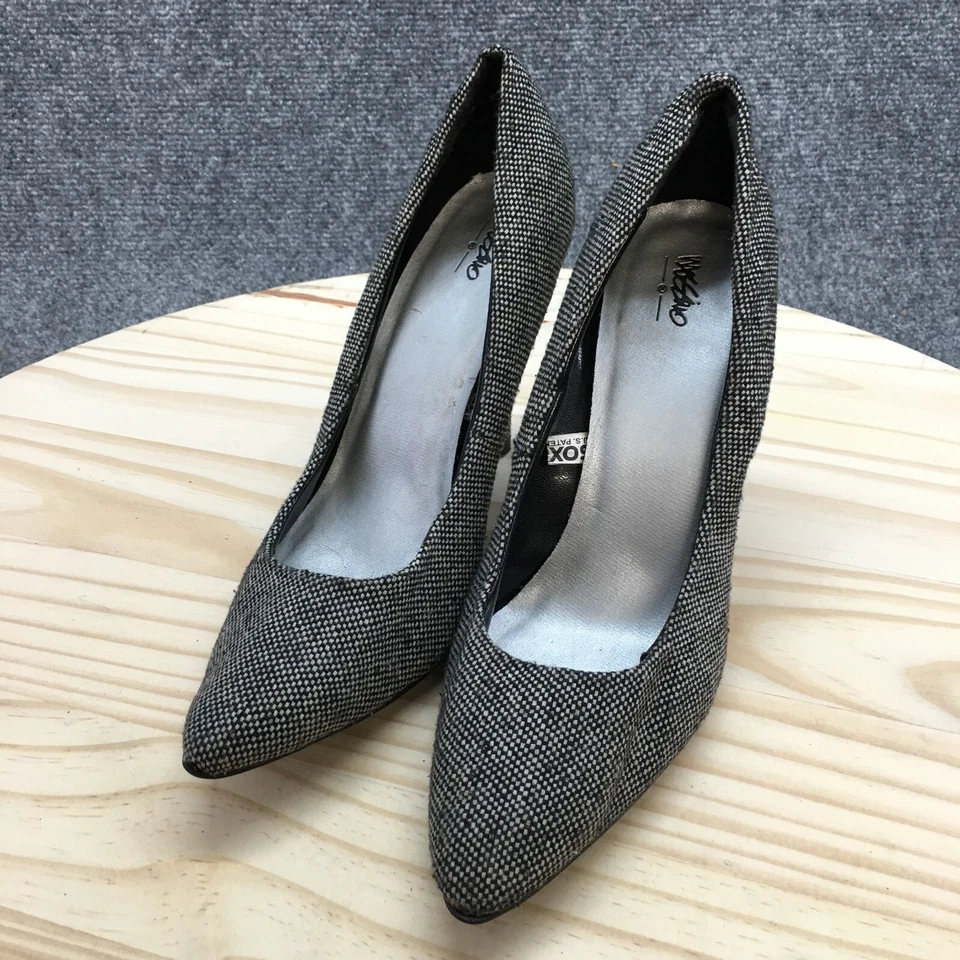 Zapatos de tacón alto Mossimo para mujer 9 informales zapatos de tacón de aguja cómodos de tela negra sin cordones Foto 3 de 4