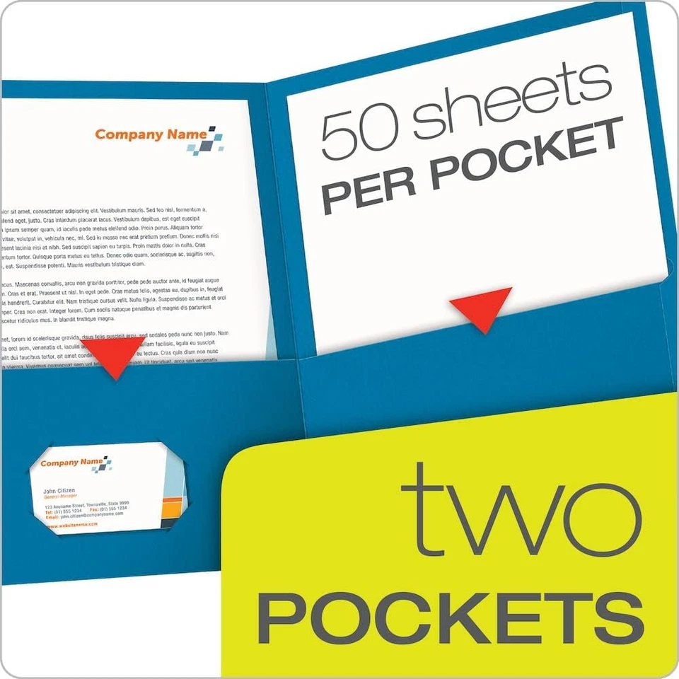 Carpetas Oxford Doble Bolsillo, Papel Texturizado, Azul Claro, Caja de 25 Foto 3 de 4