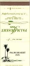 Palm Desert Inn, Palm Desert, California. Ca. Foilite Matchbook Cover. N.