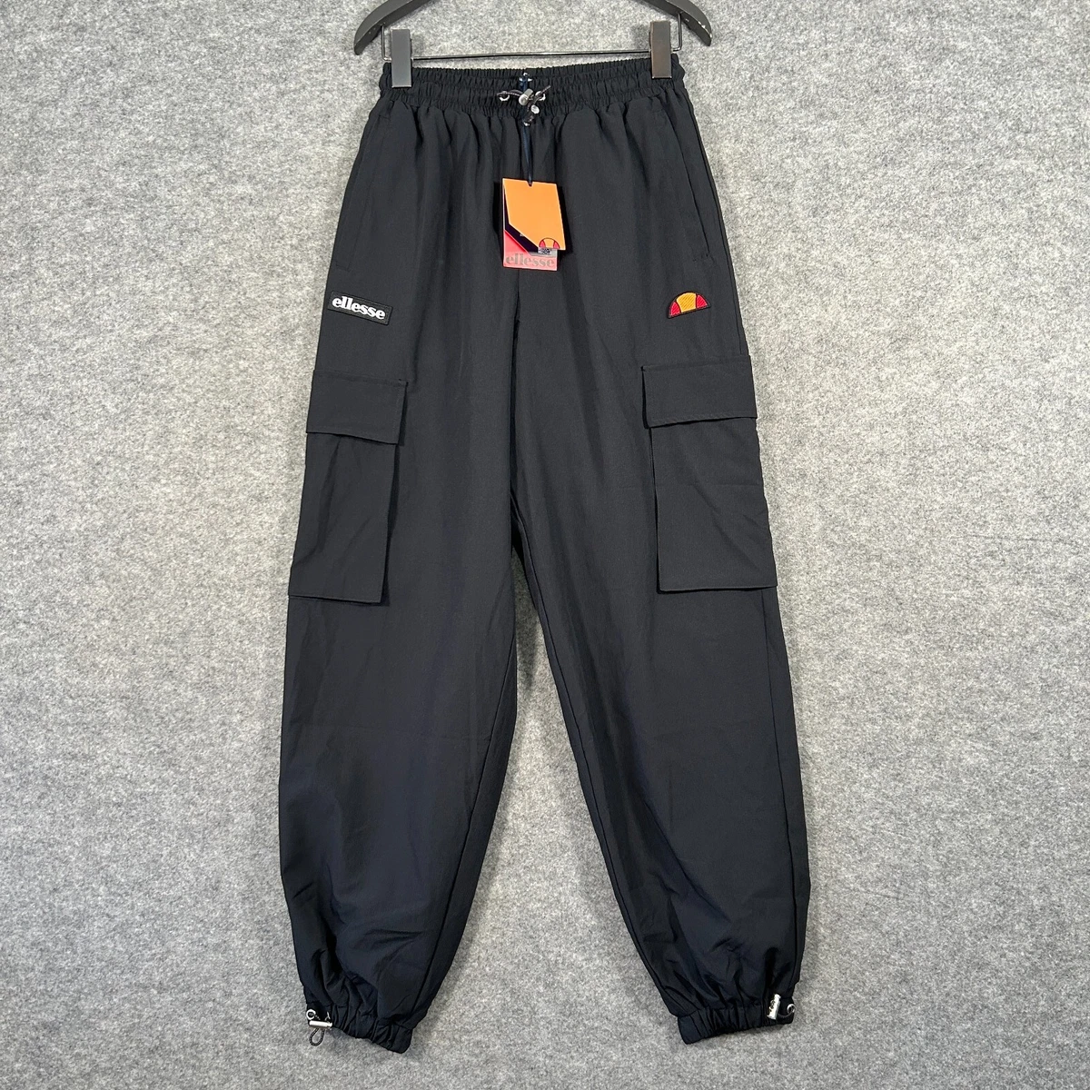 ELLESSE Cargo Joggers Size UK 8 Womens Black Tracksuit Bottoms