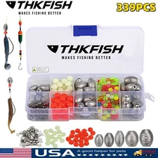 339PCS Fishing Weights Texas Rig Carolina Fish Rig Kit Bass Fishing Tackle Set