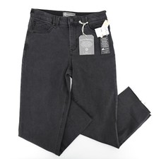 NEW Democracy Jeans Womens 8 Black Wide Leg Raw Hem Baggy Curvy High Rise