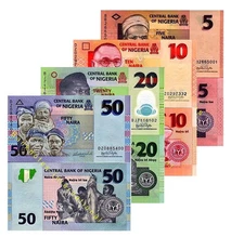 NIGERIA SET 4 NOTES 5 10 20 50 NAIRA (POLYMER) ALL 2006 ISSUE P 32 33 34 35 UNC