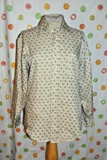 Vintage K-Mart MEN SMALL geometric atomic polyester BUTTON DOWN LS SHIRT EUC