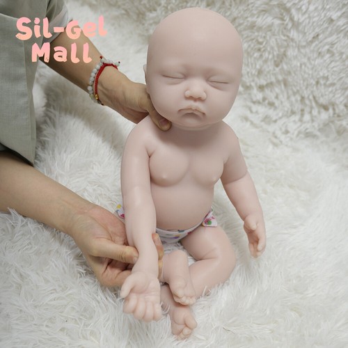 17.7" Sleeping Newborn Unpainted Reborn Baby Dolls Realistic Full Silicone Girl - Picture 6 of 13