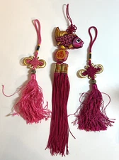 Pink Fuchsia Chinese Tassel Feng Shui Good Luck Decorative Hanging Charm 11 -15"