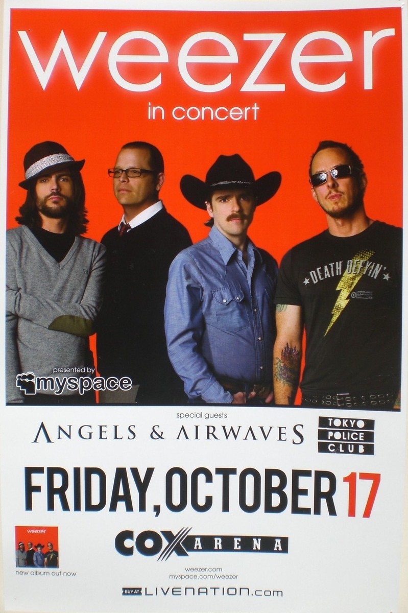 WEEZER / ANGELS & AIRWAVES 2008 SAN DIEGO CONCERT TOUR POSTER