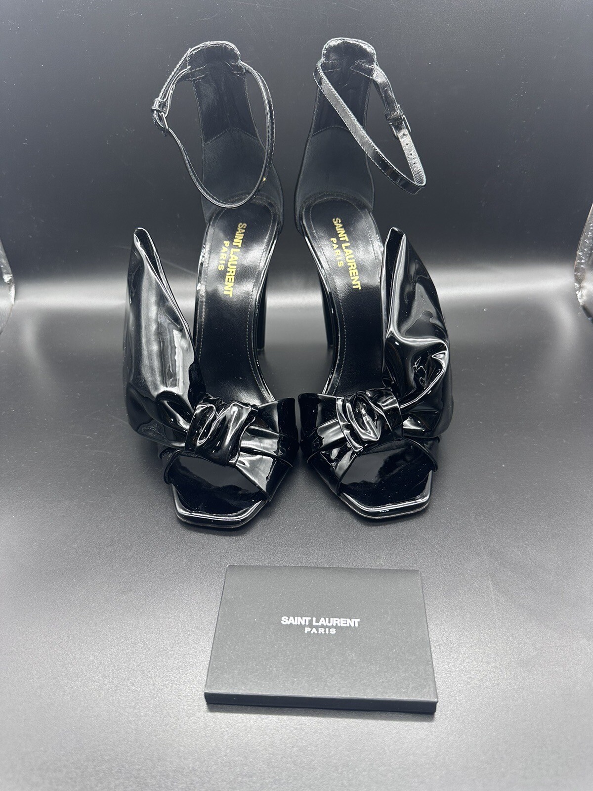 Sandali Saint Laurent Vernis Chiffon Cambratura Nero. Taglia 38