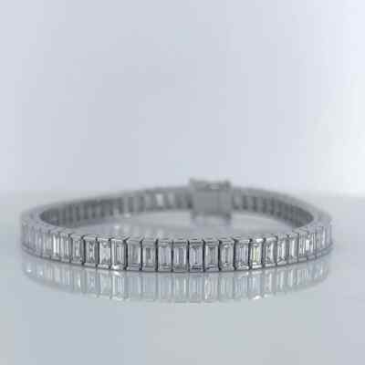 8 kt Baguetteschliff Moissanit Frauen Geschenk Tennis Armband 14k Weißgold plattiert