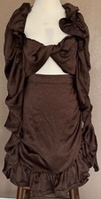 Pretty Little Thing chocolate shoulder twist bust front cut ruched dress s12 NWT