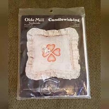 14 inch x 14 inch Olde Mill Needcrafts Candlewicking Pillow Kit Cupid's Bow
