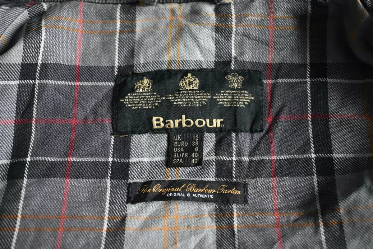 Womens BARBOUR International Black Wax Motorcycle Jacket Coat Biker EUR 38 UK 12