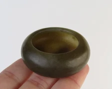 Fine green nephrite jade scholars ink brush wash or decorative round pot or bowl