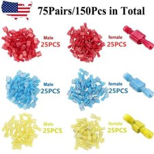150 PCS Fully Insulated Nylon Quick Splice Spade Wire Crimp Terminals Connectors