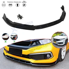 Front Bumper Lip Spoiler Body Kit Glossy Black For Honda Civic Sedan 19-2021