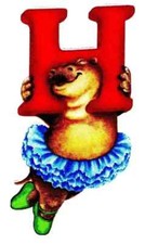 letter H hippo fabric applique iron on silly not embroidered 4.5 inch USA made