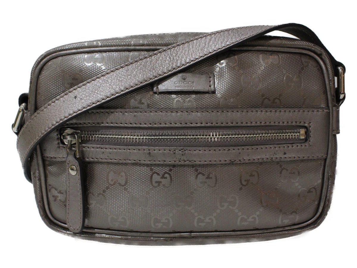 GUCCI 201447 PVC Leather GG implementation Shoulder Bag Greige Auth Women Used