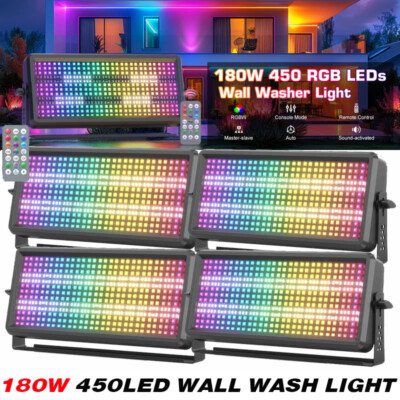 4X 450LED Wall Wash Lights DMX RGBW Strobe Stage Lighting Effect DJ Disco Show