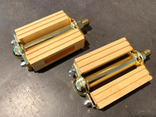 Custom Bicycle Pedals WOOD 1/2" GOLD Spindle Lowrider Cruiser Bikes