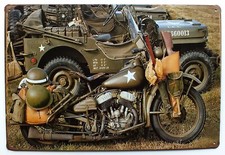 Military Army Motorbike & Willys Jeep Retro Tin Metal Wall Door Sign 30 x 20 cm