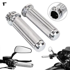 Chrome Diamond 1" Handlebar Hand Grips For Harley Touring Sportster Dyna Softail