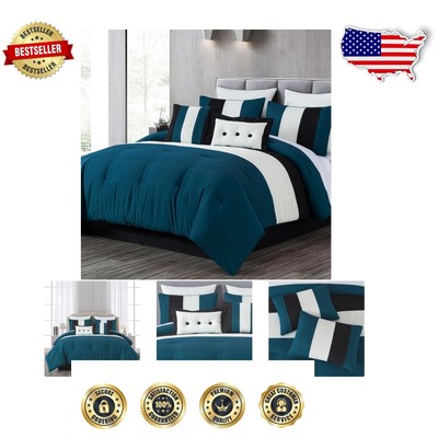 Indulge in Luxury: Oversized King 8-Piece Comforter Set with Striped Design