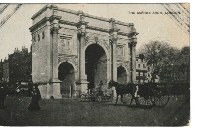 LONDON - DER MARMORBOGEN MIT VERKEHR AUS DEM FRÜHEN 20. JAHRHUNDERT S/W POSTKARTE