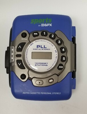 Vintage Sports by GPX C3327RS Cassette Player Personal Portable Blue Stereo Used