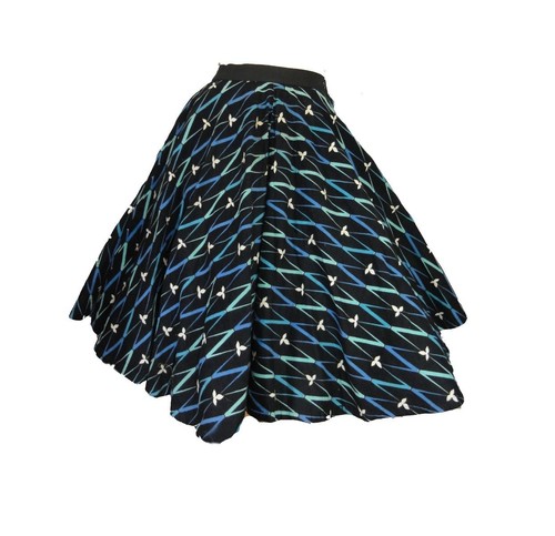 Vintage 1950s Black Print Full Circle Skirt Swing Dance Rockabilly - Picture 8 of 8