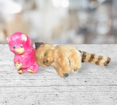 く*ん様 116 80s CPカンパニー Rubber Woolライナー モッズ Vtg 1990s Clip On Hand Grabber Furry Doll Animals Pink Teddy Bear
