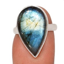 Natural Multi Fire Labradorite 925 Sterling Silver Ring Jewelry s.6 CR71370