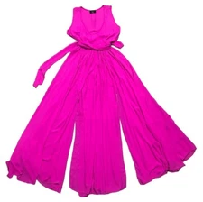 Vici Dress S Fuchsia Pink Diana Maxi V Neck Sleeveless Flowing Slits Boho Beach