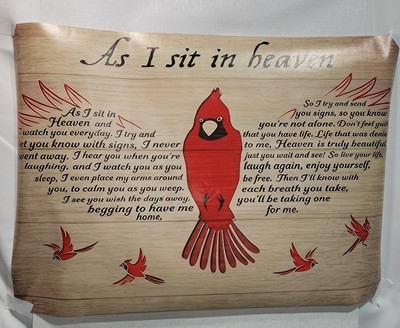 Unframed Wall Art Canvas Vintage Cardinal Sign Cardinal That Fell from the Sky 