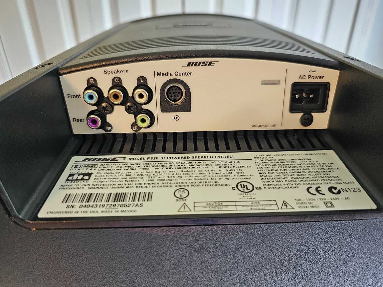 Bose PS28 III Passive Subwoofer with power adapter / Mint Condition