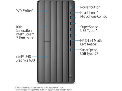 HP Envy Te01-1050 512TB SSD, Intel Core i7 10th Gen., 2.90 GHz, 16GB) Tower Form - Bild 2 von 4