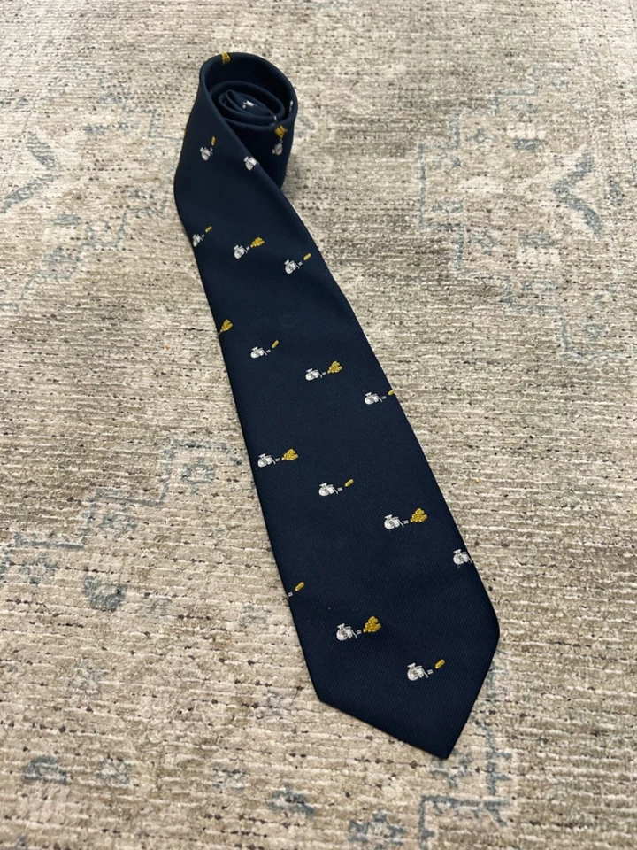 Charing Cross Vintage Azul Money Bag Oro Ladrillo Bordado Critter Corbata Foto 2 de 4