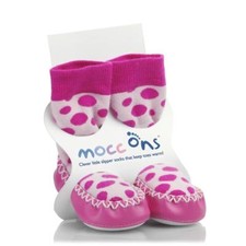 Babies Mocc Ons Baby Slipper Moccasin 6-12m Pink Spot