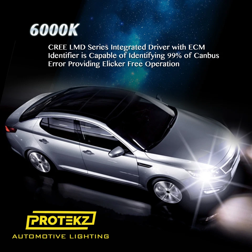 Protekz LED Headlight Kit 60W 7200LM H4 9006 H11 9007 9005 880 H1 H13 H7 6000K B - Image 4 of 4