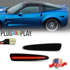 For 2005-2013 Chevy Corvette C6 Smoked Lens Red LED Rear Side Marker Lights 2PCS