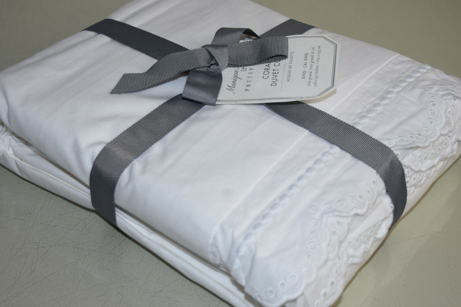 NEW Pottery Barn Monique Lhuillier CORALIE White EYELET Duvet Cover