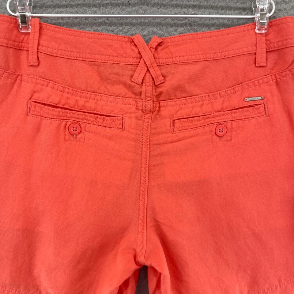Pantalones Cortos Calvin Klein Para Mujer 4 Coral Mezcla de Lino Bolsillos Utilitarios Chino Todos los Días Foto 4 de 4