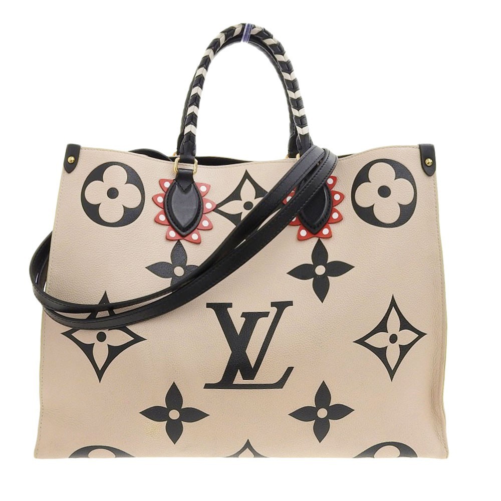 Louis Vuitton Giant Monogram Empreinte OnTheGo GM 2WAY Bag M45372 Creme #006